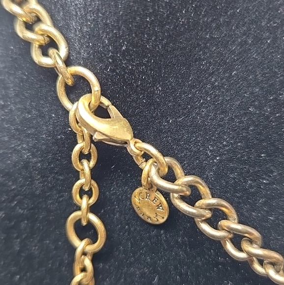 J CREW Faceted Crystals Gold Tone Statement Bib Chain Necklace Navy Adjustable - Picture 7 of 8